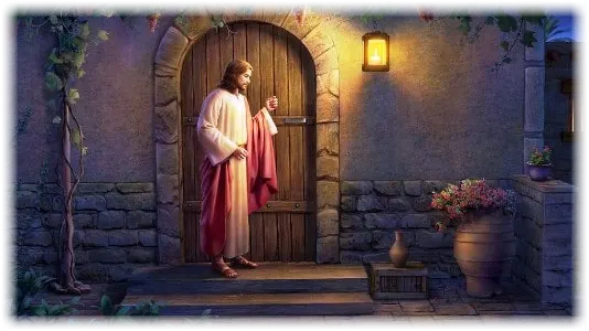 Jesus at a door knocking